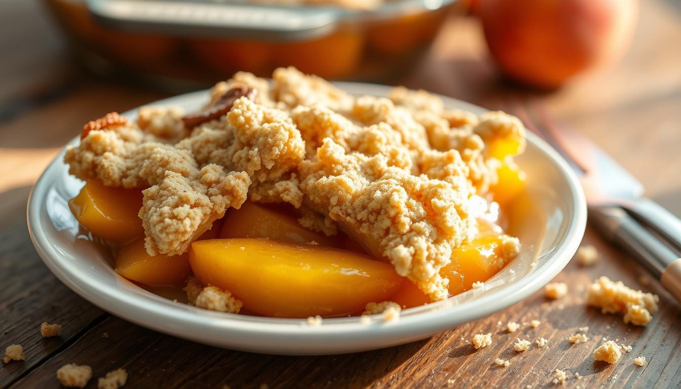 Easy Peach Cobbler Crumble Topping Recipe