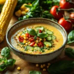 Summer Sweet Corn Gazpacho Recipe for Cool, Creamy Delight 6 summer sweet corn gazpacho in bowl