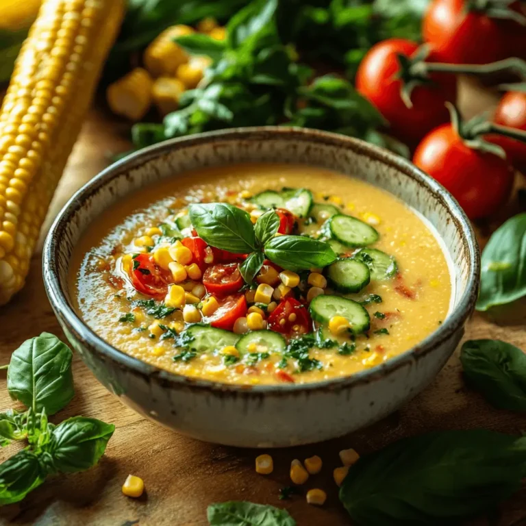 summer sweet corn gazpacho in bowl