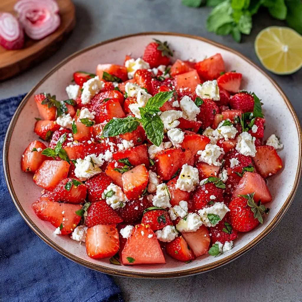 Watermelon Strawberry Salad (With Feta)