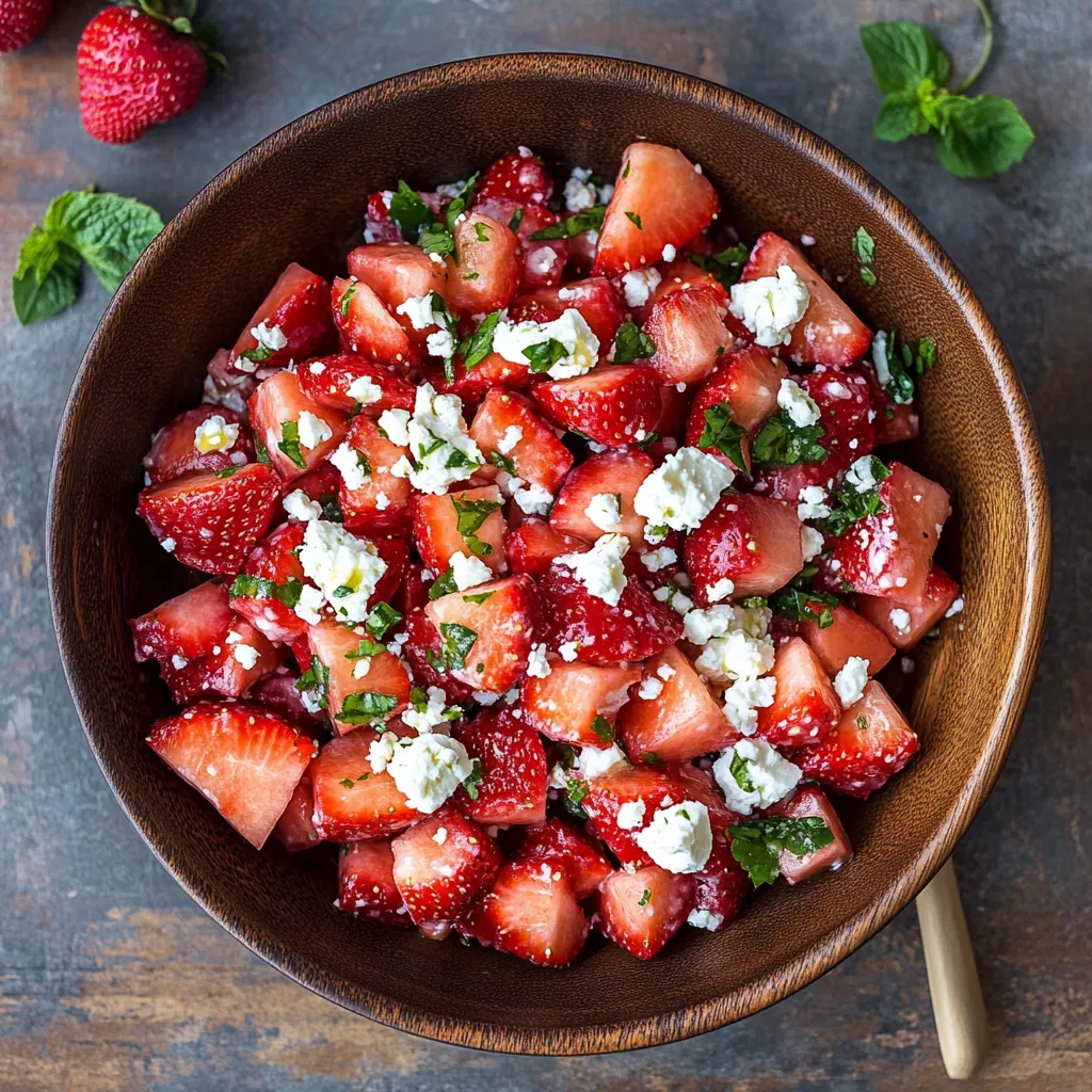 Watermelon Strawberry Salad with Feta Cheese